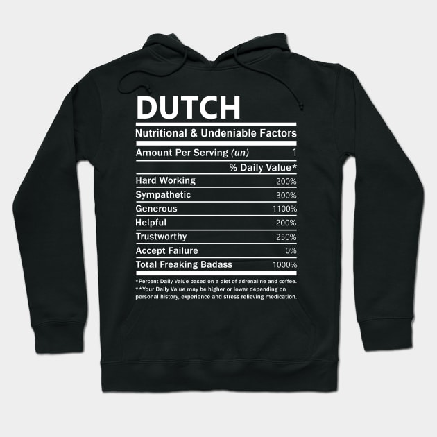 Dutch Name T Shirt - Dutch Nutritional and Undeniable Name Factors Gift Item Tee Hoodie by nikitak4um